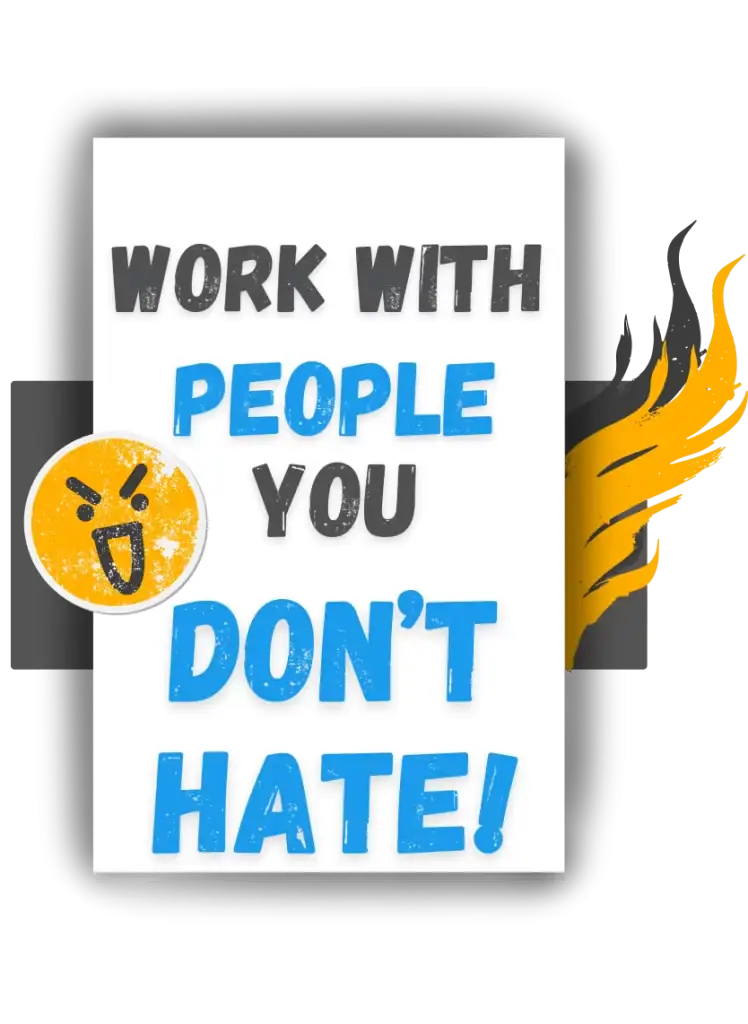 Paragon Accounting careers image with bold text 'Work with people you don’t hate!' and expressive emoji graphic
